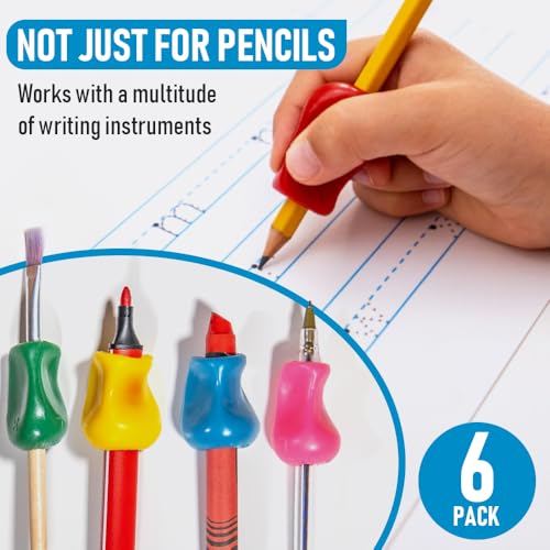 Multicolor 6 Pack The Pencil Grip Original Ergonomic Pencil Holders for Kids & Adults