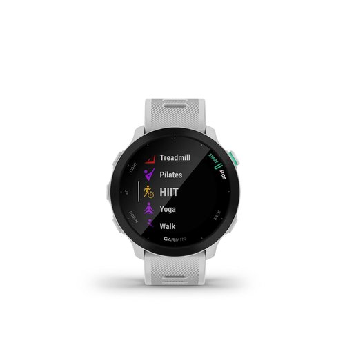 Garmin Forerunner 55, GPS Running Watch with Daily Suggested Workouts, Up to 2 weeks of Battery Life, White