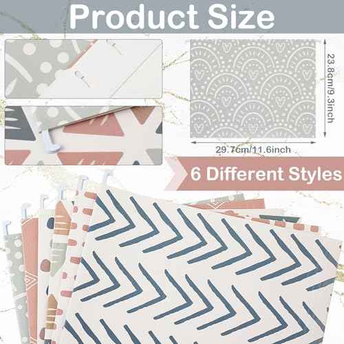 30 Pcs Boho Hanging File Folders 9.5 x 11.5 in Decorative Cute Hanging Letter Size File Folder with Adjustable Tabs Back to School Gift for Office Home Supplies, 6 Designs(Classic)