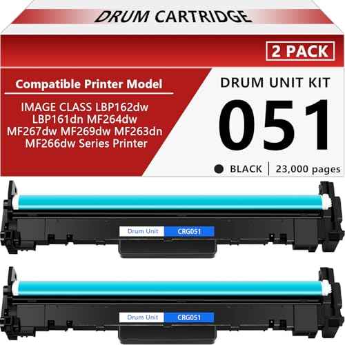 NineLeaf 2-Pack CRG051 Drum Compatible Replacement for Canon 051 CRG051 Drum Unit Kit with high 23000 Pages Yield use for ImageCLASS LBP162dw LBP161dn MF264dw MF267dw MF269dw MF263dn MF266dw Printer