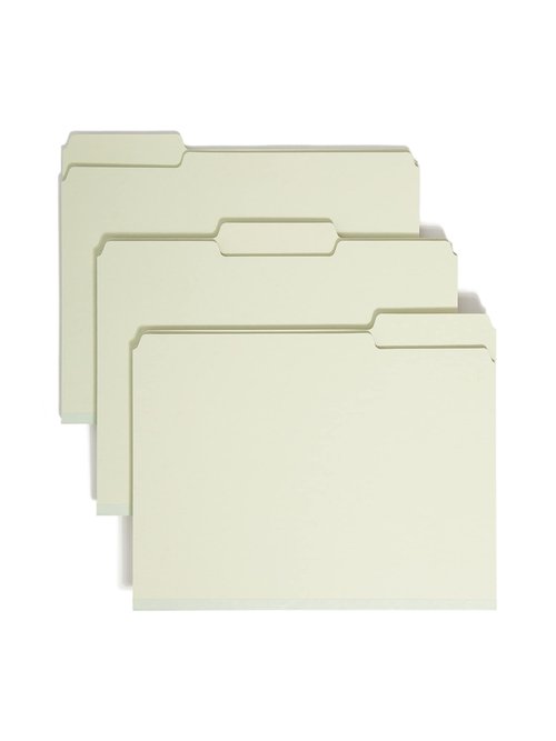 Smead Pressboard File Folder, 1/3-Cut Tab, 1" Expansion, Letter Size, Gray/Green, 25 per Box (13230)
