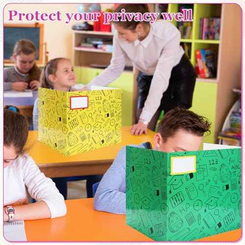 Crtiin 24 Pcs Desk Dividers for Students Privacy Folders Standard School Cardboard Board Desk Dividers for Classroom Teacher Supplies School Testing Student Reduces Distractions(Vibrant Color)