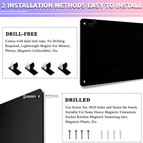 HYHOSHI 2-Pack Black Magnetic Board 17.5" x 11.4" with Mounting Kit
