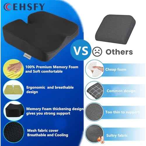 Memory Foam Seat Cushions Coccyx Pad Thicken Widen Strong Support and Comfort for Office Chairs, Car Seat, Dining Gaming Chairs, Wheelchairs.