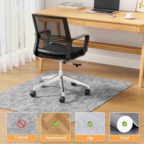 Yecaye Office Chair Mat for Hardwood Floor,35" x 47" Under Computer Desk Floor Protects for Rolling Chair,Non Slip PVC Woven Gaming Chair Mat,Not for Carpet (Lightgrey, 35" x 47")