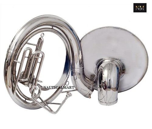 Brass Bb 22" Valve Sousaphone Mouth Piece with Carry Bag Handmade Musical Instrument Gift (Silver)