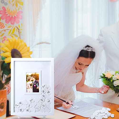 Othran Wedding Guest Book, Wedding Guest Book Alternative with Wooden Hearts, Guest Book Wedding Reception Wedding Book for Guests for Wedding Anniversary Baby Shower Birthday Party