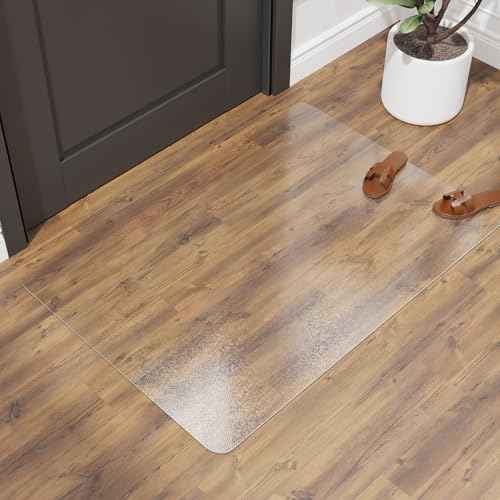 SALLOUS Chair Mat for Hard Floors, 0.08'' Thick 36" x 36" Office Chair Mat for Hardwood Floor, Non-Slip Floor Protector Desk Mat for Home Office, Waterproof Floor Mat for Gaming Chairs (Clear)