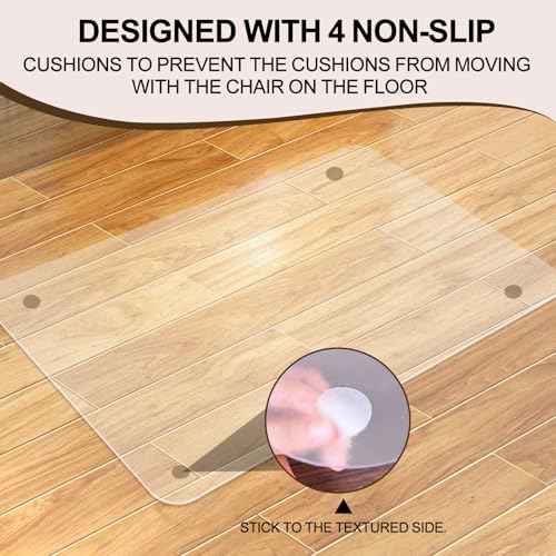 Office Chair Mat for Hard Floors, 36 x 48 inches, 2mm Thick Clear Chair Mat with 4 Non-Slip Pads - Heavy Duty Floor Protector for Rolling Chairs
