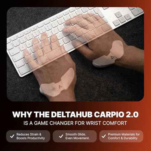 DELTAHUB Carpio 2.0 - Right-Handed Truly Ergonomic Wrist Rest for Mouse, Carpal Tunnel Support, Pain Relief, Anti-Fatigue, Easy Glide, Sleek, Office, Computer, Laptop, Gaming - Large, Black