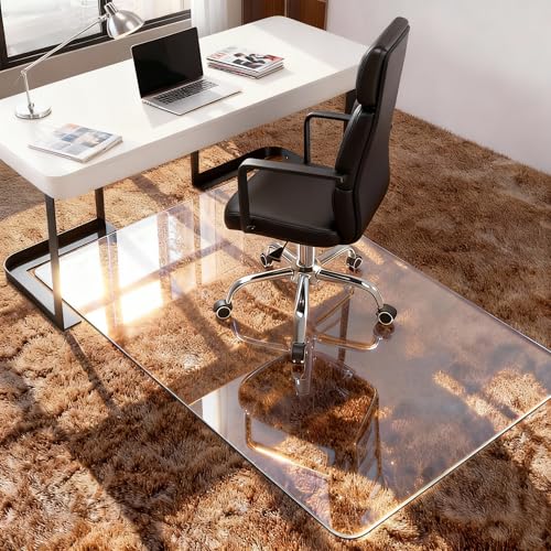 Azadx 32 x 48 Tempered Glass Chair Mat for Carpet, 1/5 Inch Thick - Heavy Duty, Clear