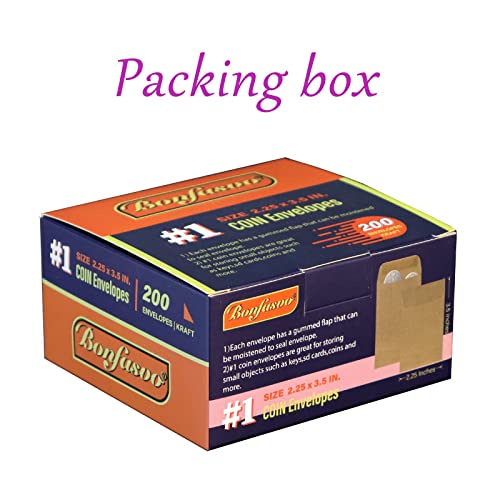 Bonfasvo 200 Pack Kraft Coin Envelopes 2.25 x 3.5 Inches Self-Adhesive Security