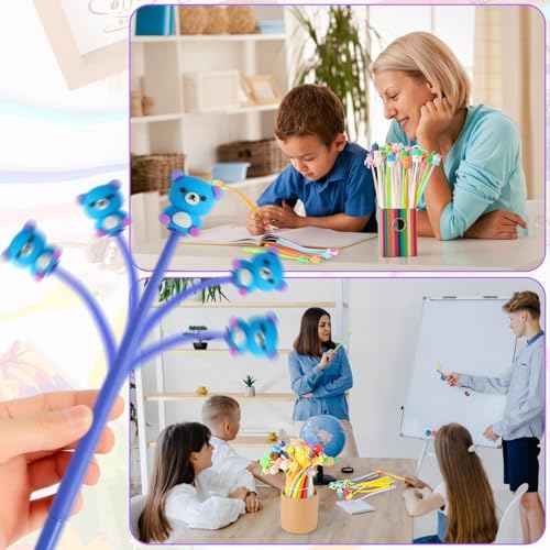 LiYiQ 48 PCS Stress Relief Bobblehead Pens Fun Cute Pen for kids Fidget Pens Kawaii Pen for Classroom Prizes, School, Office Supplies