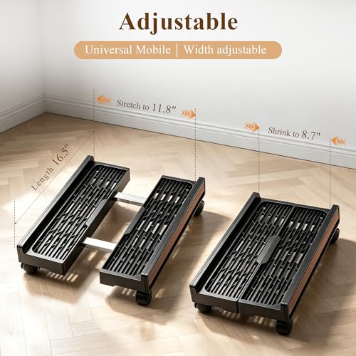 DoonTyxiad Adjustable PC Tower Cart with Wheels - Mobile Desktop Stand for Desktop Towers