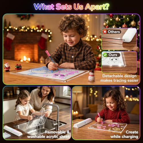 White Bailkind 17-Inch Rechargeable LED Note Board with 6 Colors & 9 Modes