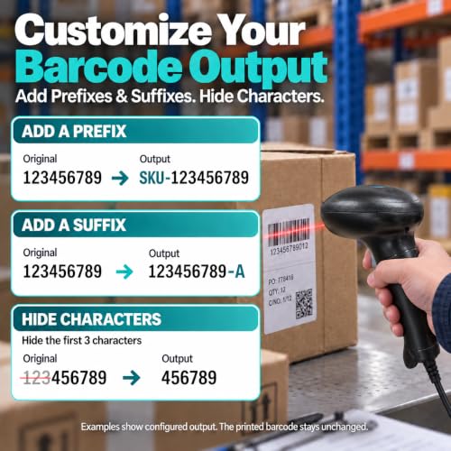 Anyeast Gray USB Barcode Scanner with Stand - 1D/2D Code Reader, Wired Inventory Scanner