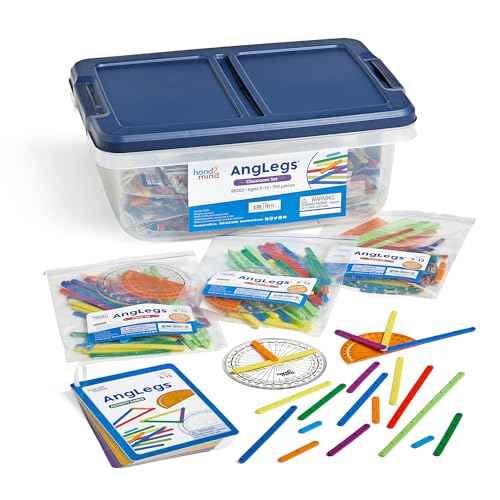 hand2mind AngLegs Classroom Set with 30 Protractors, Geometry Manipulatives, Geometric Shapes for Classroom, Montessori Math Materials, Math Teaching Tools, 4th Grade Math Manipulatives for Kids