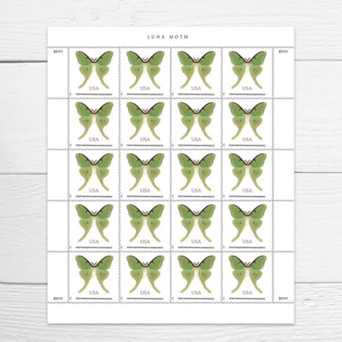 United States Postal Service Luna Moth Non-Machineable Surcharge Postage Stamps - 20 Sheets