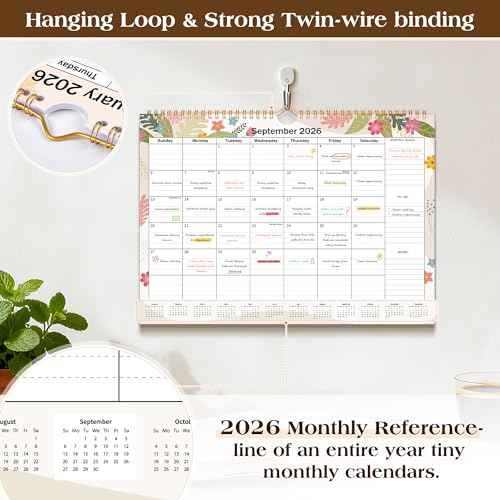 Wall Calendar 2026-2027, 18 Month Large Calendar from January 2026 to June 2027£¬11.6" x 14.5" Monthly Calendar Thick Paper, Hanging Calendar Spiral Binding Perfect for Home or Office Planning,Floral