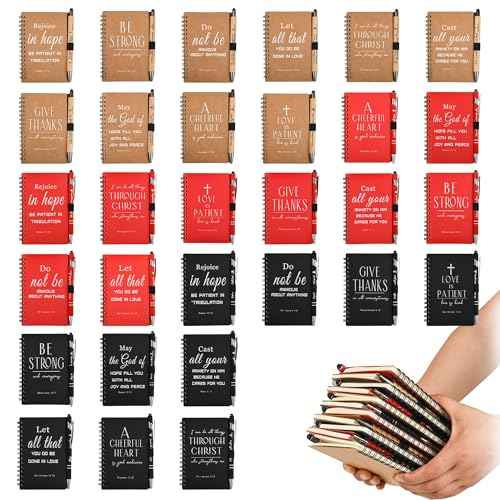 INSADA Christian Prayer Journal Spiral Notebooks Bulk with Pens - Small Notepads (4.13¡±x5.43¡±) - Christmas Gifts for Women men,Church Members & Bible Study Groups (30 sets multicolor)