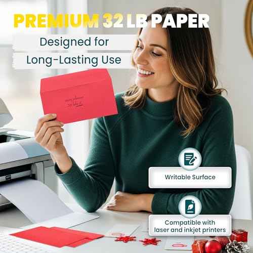 #6 3/4 Red Envelopes Self Seal, 500/pack, Colored Envelopes Letter Size 6 1/2 x 3 5/8 inch, Business Envelopes for Cards, Invitations, Holiday, Postcards, Gifts - 32lb Heavyweight Paper
