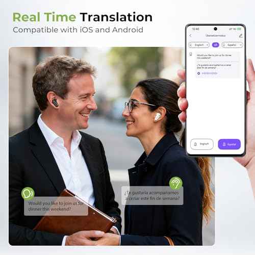 NE20 Earbuds, 2025 New NE20 AI Translation Earbuds in Real Time, Language Translator Headphones with LCD Touch Screen Audifonos Traductores Ingl?s Espa?ol Support 135 Languages for Travel