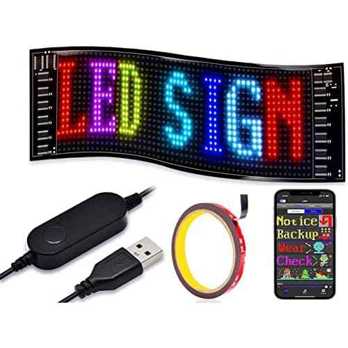 GOTUS LED Car Sign,Programmable Scrolling LED Sign,Bluetooth APP,DIY Design Animations,Text, Graffiti,Colour (15''x4'')