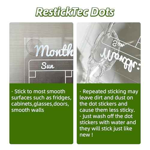 JJPRO Non-Magnetic Dry Erase Calendar - Monthly & Weekly Chart, List & Blank Board for Smooth Surfaces. Clear Reusable Calendar Sticks to Fridge, Cabinet, Door & Glass