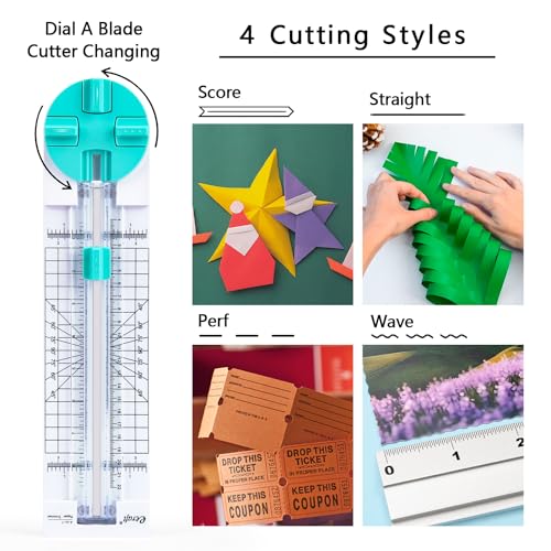 eCraft Green Multi-Function Paper Trimmer with Dial Blades for Scrapbooking & Cardmaking