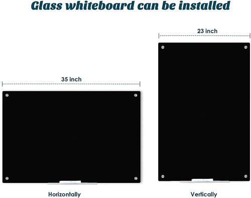 J&J worldwide Glass Whiteboard 23" x 35", Magnetic Black Glass Dry Erase Board, Black White Board Frameless, Includes Markers, Magnets, Marker Tray, Eraser for Wall, Office, Home, School