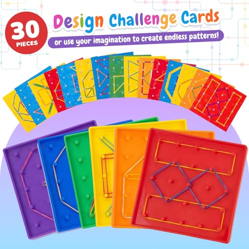 Small 6 Pack Double-Sided Geoboard Math Manipulatives for Kids Classroom Learning