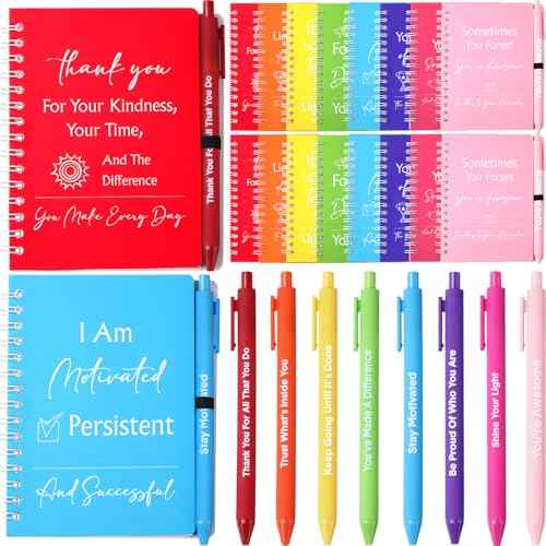 96 Pcs Inspirational Gifts Set 48 Spiral Notebooks with Motivational Quotes and 48 Matching Pens Team Appreciation Gifts for Employees, Teachers, School Office Supplies and Prizes