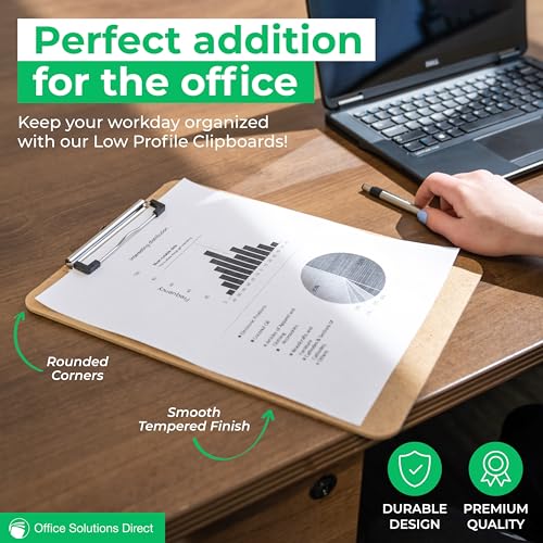 Office Solutions Direct Set of 30 Low Profile Hardboard Clipboards A4 Letter Size