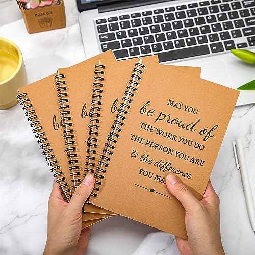 Colarr 24 Pcs A5 Inspirational Spiral Notebook Bulk Appreciation Gift 6x8 Inch Motivational Notepad 100 Page/50sheet Lined College Ruled Journal for Employee Coworker Teacher Nurse (Brown)