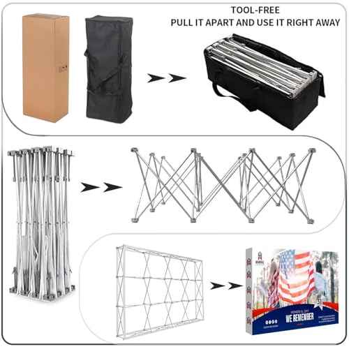 Fabric Pop Up Display Stand Custom Exhibit Booth Trade Show Backdrop Display Banner Collapsible Pop-Up Backdrop with Stand 10x7.5 FT