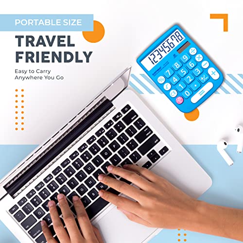 CATIGA Blue 8-Digit Desktop Calculator with Solar Power & LCD Display, Large Buttons, for Home Office School & Business, Model CD-8185