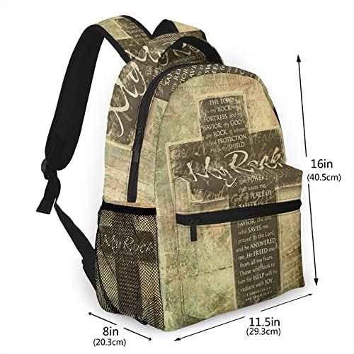 Christian Religious Bible Verse The Lord is My Rock Pattern Casual School Backpack Bag, Laptop Hiking Travel Shoulder Daypack College Bookbag for Men Woman Girls Boys Teens, Black, One Size