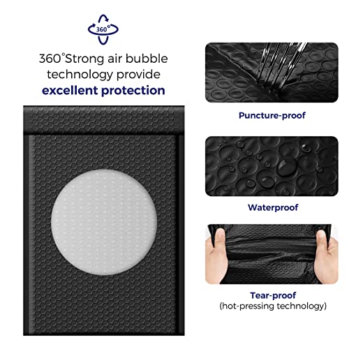 Black Bubble Mailers 10.5x16 Inches - 40 Pack Self-Seal Padded Envelopes