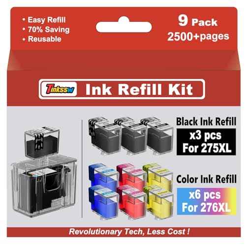 PG-275XL/CL-276XL Compatible for Canon Ink 275 and 276 PG-275XL CL-276XL for Canon 275 and 276 Ink Cartridges for Canon PIXMA TS3500 TS3520 TS3522 TS3720 TS3722 TR4700 TR4720 TR4722 Printer