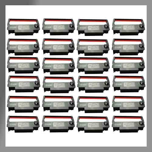 ERC-30/34 / 38 Black and Red Ink Ribbon Cartridge Roller Replacement Receipt Kitchen Printer Compatible with Epson TM-200, TMU-220, TMU-230, Bixolon, SNBC SRP-275, SRP-270, BTP-M280 (24 Pack)