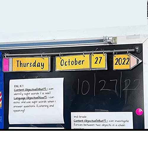 YYST 29" (74CM) Magnetic Anchor Chart Holder Adjustable Magnetic Date Cards Holder Calendar Holder for Kids Crafts, Classroom Calendar, Classroom Decor W O Rings