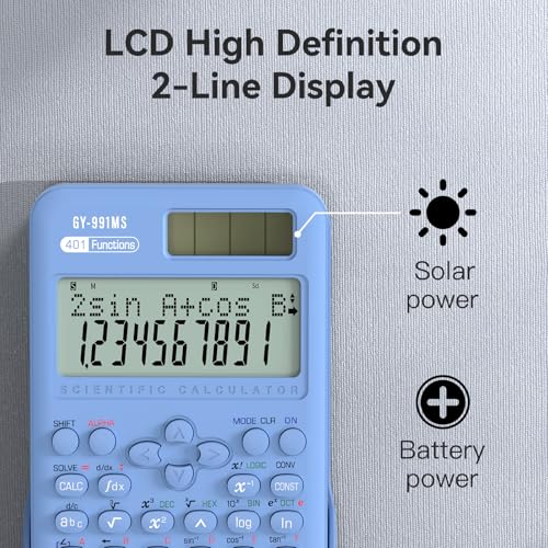ROATEE Blue 991MS Scientific Calculator with 401 Functions, 2-Line Display