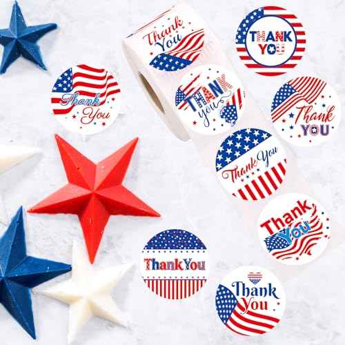 Fancy Land Veterans Day Stickers Patriotic Thank You Sticker Appreciation Veteran Thank You for Your Service Labels for Memorial Day Independence Day Decor Supplies 500Pcs