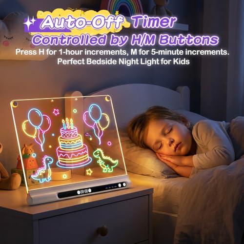 Bailkind 16" White Rechargeable LED Drawing Board for Kids with 9 Colors & Accessories