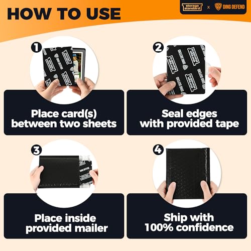 Black 3.5x4.5 Inch Card Shipping Protectors & Bubble Mailer Kit | Storage Standard