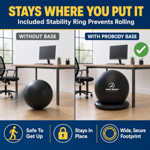 ProBody Pilates Yoga Ball Chair for Office 23-26 in (58-65 cm) with Base