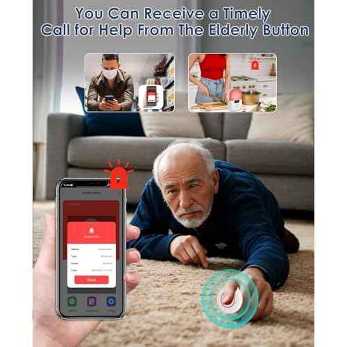 Caregiver Pager Wireless Call Button Smart WiFi Nurse Emergency Alert System 330 Feet Life Alert Button for Elderly/Patient/Disabled/Home(2.4GHz Wi-Fi Only)