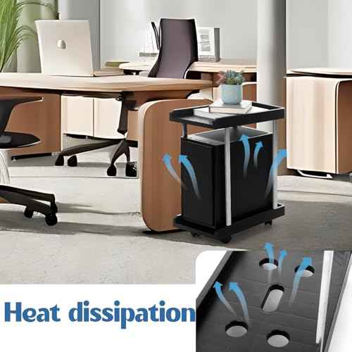 2 Tier PC Computer Tower Stand with Two Hooks 6 Locking Caster Wheels 23 x 17.6 x 8.58 in Black Under Desk Mobile PC Rolling Stand for Floor CPU Holder Cart ATX-case Cart for Office Home