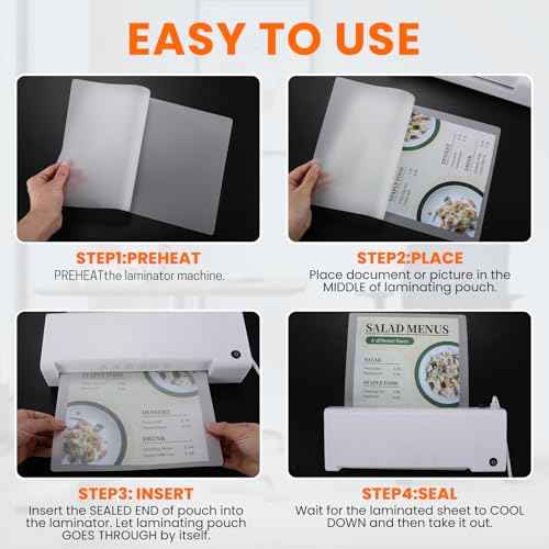 CAREGY Matte Laminating Sheets,100 Pack 9 x 11.5 Inches,3 Mil Thick,Ultra Clear with Matte Finish, Fitted for Letter Size Thermal Laminating Pouches 8.5 x 11