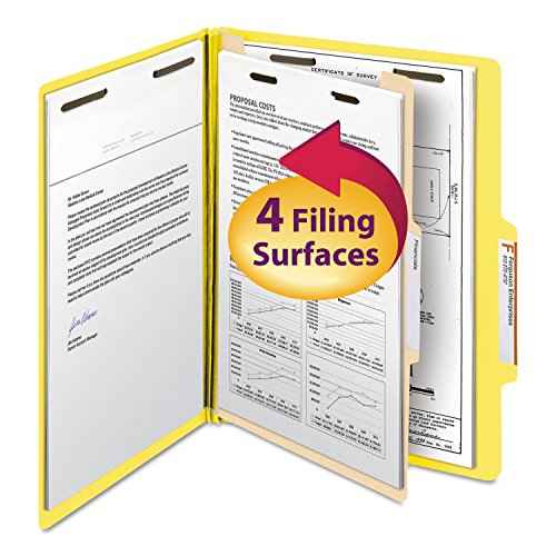 Smead Classification File Folder, 1 Divider, 2" Expansion, 2/5-Cut Tab, Letter Size, Yellow, 10 per Box (13704)